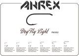 Ahrex FW502 Dry Fly Light Hook Chart