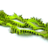 Hareline Barred Magnum Rabbit Strips - Black Barred Chartreuse
