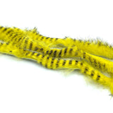 Hareline Barred Magnum Rabbit Strips - Black Barred Yellow