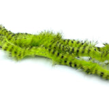 Hareline Barred Magnum Rabbit Strips - Olive Barred Chartreuse