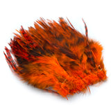 Hareline Strung Grizzly Variant Saddle Hackle -  Hot Orange