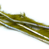 Hareline Bling Rabbit Strips - Olive / Holo Silver