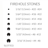 Firehole Stones (Slotted Tungsten Beads) Size Chart