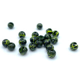 Hareline Crackle Slotted Tungsten Beads - Fl. Chartreuse / Black
