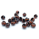 Hareline Crackle Slotted Tungsten Beads - Fl. Orange / Black