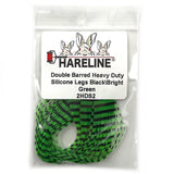 Hareline Double Barred Heavy Duty Silicone Legs - Black / Bright Green