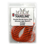 Hareline Double Barred Heavy Duty Silicone Legs - Black / Fl. Orange