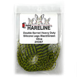 Hareline Double Barred Heavy Duty Silicone Legs - Black / Green Olive