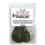Hareline Double Barred Heavy Duty Silicone Legs - Black / Olive