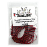 Hareline Double Barred Heavy Duty Silicone Legs - Black / Red