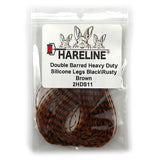 Hareline Double Barred Heavy Duty Silicone Legs - Black / Rusty Brown