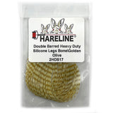 Hareline Double Barred Heavy Duty Silicone Legs - Bone / Golden Olive