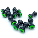 Hareline Double Pupil Brass Eyes - Black with Fluorescent Chartreuse and Black Pupil