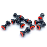 Hareline Double Pupil Brass Eyes - Black with Fluorescent Orange and Black Pupil