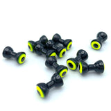 Hareline Double Pupil Brass Eyes - Black with Yellow Chartreuse and Black Pupil