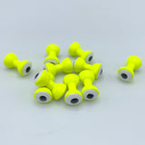 Hareline Double Pupil Brass Eyes - Chartreuse with White and Black Pupil