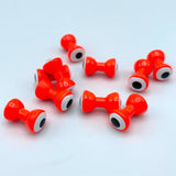 Hareline Double Pupil Brass Eyes - Fluorescent Orange with White and Black Pupil