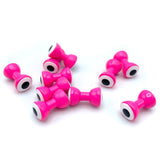 Hareline Double Pupil Brass Eyes - Fluorescent Pink with White and Black Pupil