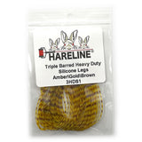 Hareline Triple Barred Heavy Duty Silicone Legs - Amber / Gold / Brown