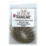 Hareline Triple Barred Heavy Duty Silicone Legs - Bone / Brown / Olive