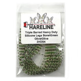 Hareline Triple Barred Heavy Duty Silicone Legs - Bone / Green Olive / Olive
