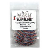 Hareline Triple Barred Heavy Duty Silicone Legs - Bone / Red / Blue