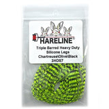 Hareline Triple Barred Heavy Duty Silicone Legs - Chartreuse / Olive / Black