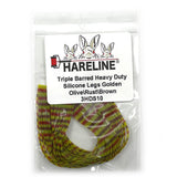 Hareline Triple Barred Heavy Duty Silicone Legs - Golden Olive / Rust / Brown