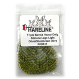 Hareline Triple Barred Heavy Duty Silicone Legs - Light Olive / Olive / Green Olive