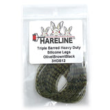 Hareline Triple Barred Heavy Duty Silicone Legs - Olive / Brown / Black
