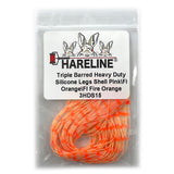 Hareline Triple Barred Heavy Duty Silicone Legs - Shell Pink / Fl Orange / Fl Fire Orange