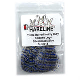 Hareline Triple Barred Heavy Duty Silicone Legs - Silver / Black / Blue