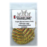 Hareline Triple Barred Heavy Duty Silicone Legs - Yellow / Black / Red