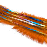 Hareline Bling Rabbit Strips - Crawfish Orange / Holo Rainbow