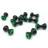 Double Pupil Lead Eyes - Black with Fluorescent Chartreuse & Black Pupil