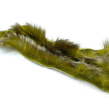 Hareline Crosscut Shimmer Rabbit Strips - Sculpin Olive with Gold Shimmer