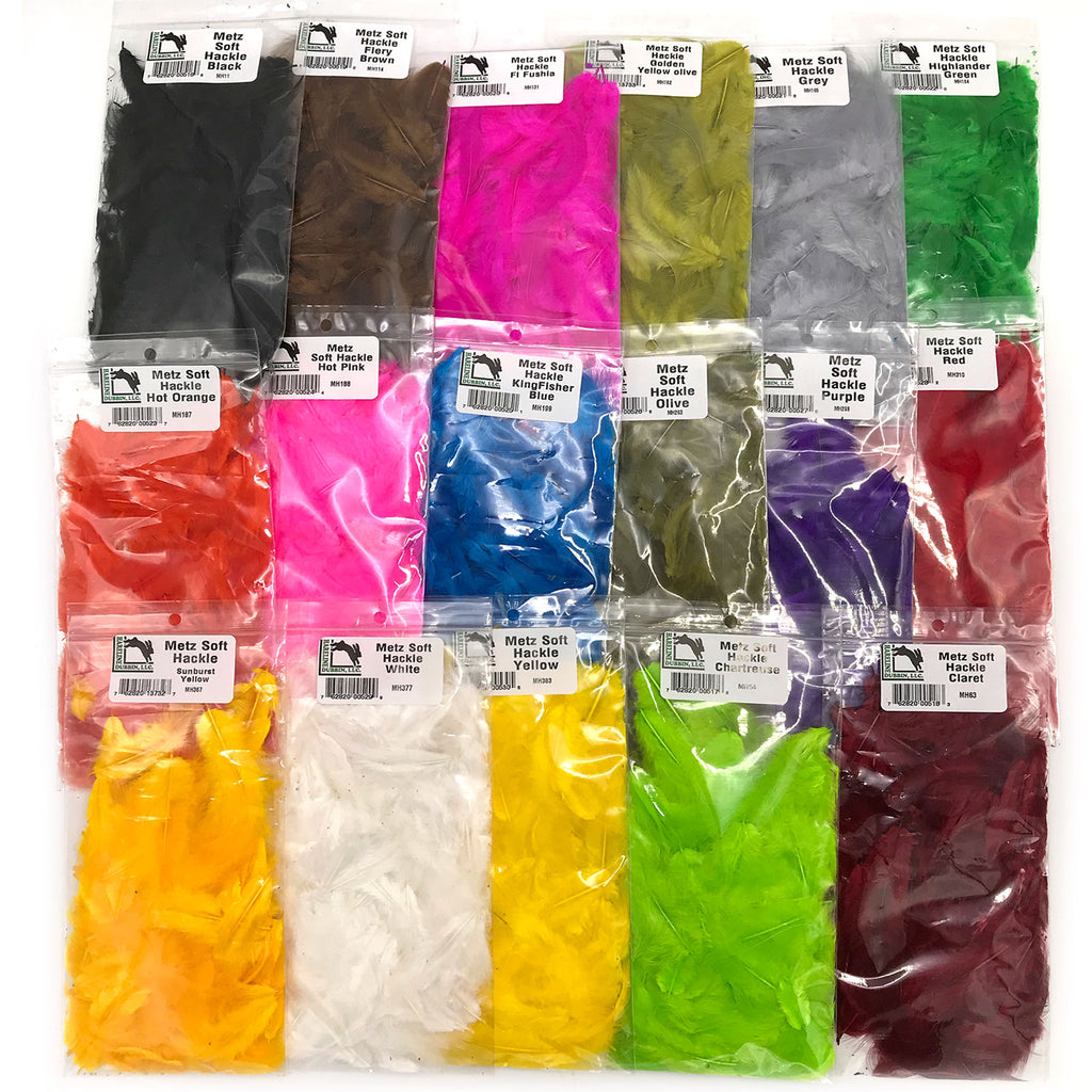 Hareline Grizzly Soft Hackle Feathers For Fly Tying – 10 Color Options, Barred Patterns For Nymphs & Wet Flies