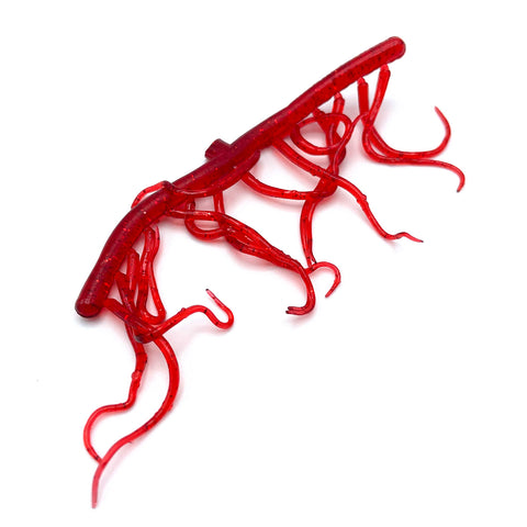 Hareline Mini Squiggle Worms Bright Red