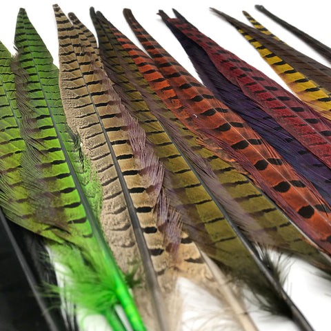 Hareline Ringneck Pheasant Tail Feathers-Natural