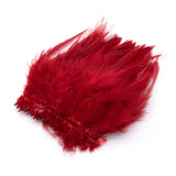 Strung Saddle Hackle Feathers - Crimson Red