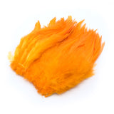 Strung Saddle Hackle Feathers - Fire Orange