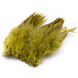 Strung Saddle Hackle Feathers - Olive